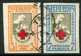 ESTONIA 1921 Red Cross  Imperforate Used..  Michel 29-30B - Estonie