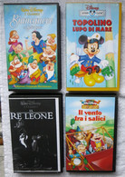 4 VHS DISNEY-BIANCANEVE 7 NANI-RE LEONE-IL VENTO TRA SALICI-TOPOLINO LUPO MARE- - Dessins Animés