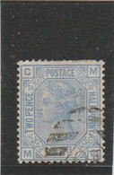 GB 1880: 2 1/2 D QV Blue Pl. 20, Wmk. "orb" Used; S.G.-Sp. J 22 Pl. 20      O - Oblitérés