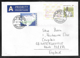 Switzerland - 1998 Airmail Cover To UK - 2 Different ATM / Frama Labels - Covers & Documents