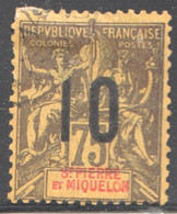 SPM Groupe 75 Cent Surchargé 10 Cent. Yv 103 Faux De Fournier - Used Stamps