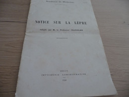 Médecine Meln 1928 Notice Sur La Lèpre Professeur Jeanselme 14 Pages Texte Et Photos - Sciences