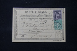 FRANCE - Carte Précurseur De Albert Pour Amiens En 1877, Affranchissement Sage 5 +10 Ct - L 86350 - Cartes Précurseurs