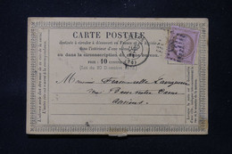 FRANCE - Carte Précurseur De Amiens Pour Amiens En 1874, Affranchissement Cérès 10ct - L 86371 - Cartes Précurseurs