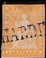 94996dA - SWITZERLAND - STAMP - ZM  # 25D Or G Thick Paper -   USED Defective - Gebraucht