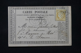 FRANCE - Carte Précurseur De Paris Pour Cayeux / Mer  En 1873, Affranchissement Cérès 15ct - L 86377 - Cartes Précurseurs