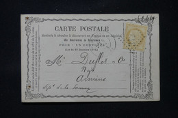 FRANCE - Carte Précurseur De Ribemont Pour Amiens En 1873   Affranchissement Cérès 15ct  - L 86386 - Cartes Précurseurs