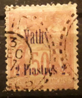 VATHY 1893, Type SAGE Surchargé Yvert No 8, 2 Piastres Sur 50 C Rose Pâle,  TB - Gebruikt