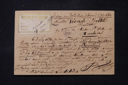 FRANCE - Étiquette Commerciale De Rozoy En Brie Sur Carte Précurseur Pour Amiens En 1877 Affr.Sage 15ct - L 86408 - Cartes Précurseurs