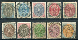 DENMARK 1875-79 Numeral In Oval Perforated 14x13½ Set Of Ten, Used - Oblitérés