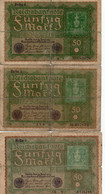 GERMANY- 50 REICHSMARK 1919  P-66/1-66a/3 CIRC  REIHE  1-3 - 50 Mark