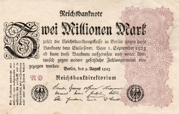 GERMANY-2 MILLIONEN MARK 1923  P-104b  Circ QAUNC   UNIFACE - 2 Miljoen Mark