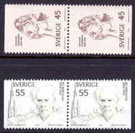SWEDEN - 1969 HJALMAR SODERBERG & BO BERGMAN ANNIVERSARY SET (2V) IN PAIRS FINE MNH ** SG 593-594 X 2 - Ongebruikt
