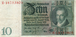 GERMANY- 10 MARK 1929  P-180a1  Circ. Z 18753805 - 10 Mark