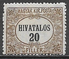 Hungary 1921. Scott #O2 (M) Official Stamp - Servizio