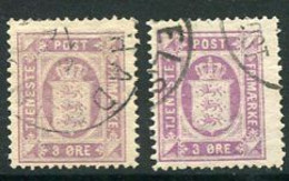 DENMARK 1875 Official 3 Øre Perforated 14 X 13½ In Both Shades, Used  SG O88-89.  Facit Tj6a, 6b Cat. SEK 6000 - Dienstmarken