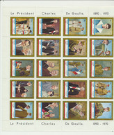 Planche De 20 Timbres Hommage Général Charles De Gaulle - Pays FUJEIRA - De Gaulle (General)