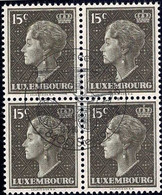 Luxembourg, Luxemburg 1966 Charlotte 4x 15c. Bloc, Cachet Journée Du Timbre Steinfort 1986 - 1948-58 Charlotte De Profil à Gauche