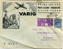 BRESIL LETTRE A ENTETE DE LA VARIG PRIMEIRO VOO PORTO ALEGRE - URUGUAIANA DEPART PORTO ALEGRE 25 JUL 32 POUR LE BRESIL - Aéreo (empresas Privadas)