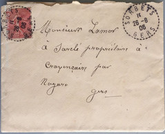 Gers - Sorbets - Cachet Avec Tirés - Lettre Avec Correspondance - 26 Juin 1906 - Postal Rates