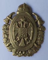 Firefighting, Firemen, Fireman, POMPIER Cap Badge Kingdom Of Yugoslavia  Rrare   PLIM - Firemen