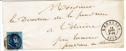 Lettre Médaillon 20C De Lessines 14/01/1858 Vers Velaine Par Tamines P71 Au Directeur De La Poudriere - Balkstempels: Ontvangerijen