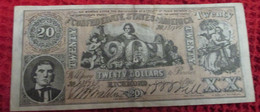 FAUX ? ° BILLETS ° ETATS UNIS ° CONFEDERATION ° CONFEDERATE STATES OF AMERICA ° 20 DOLLARS 1861 ° Us Usa Western - Confederate Currency (1861-1864)