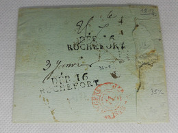 Ancienne Lettre Marque Postale Charente Inférieure Ou Maritime DEB Rochefort 36X8 1812 Valeur = 231 - 1792-1815: Conquered Departments