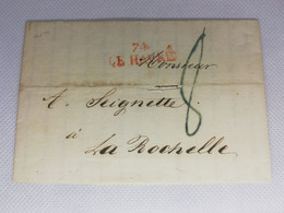 Ancienne Lettre Marque Postale Charente Inférieure Ou Maritime Cachet D'arrivée Lyre 1823 Valeur = 102 - 1792-1815: Départements Conquis