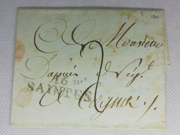 Ancienne Lettre Marque Postale Charente Inférieure Ou Maritime Saintes 38X11 1801 Valeur = 30 - 1792-1815: Départements Conquis