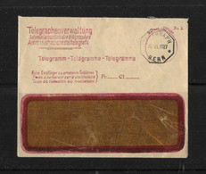 HEIMAT BERN → 1927 Umschlag Telegraphenverwaltung Bern    ►8 Eckiger Stempel Telegraph Bern - Telégrafo