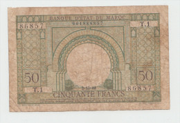 Morocco 50 Francs 2-12- 1949 "aF" Banknote Pick 44 - Marocco