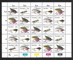 TRANSKEI 1983 FEUILLE ENTIERE MOUCHES POUR LA PECHE YVERT N°115/19 NEUF MNH** - Transkei