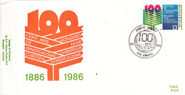 B01-290 2239 P815 FDC Syndicat 100 Ans Syndicalisme Chrétien 13-12-1986 7310 Jemappes €2 - 1981-1990