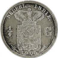 LaZooRo: Dutch East Indies 1/4 Gulden 1900 UNC Doubling - Silver - Dutch East Indies