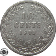 LaZooRo: Netherlands 10 Cents 1903 VF / XF Big Nose - Silver - 10 Cent