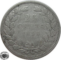 LaZooRo: Netherlands 25 Cents 1898 VF 'key Date' - Silver - 25 Centavos