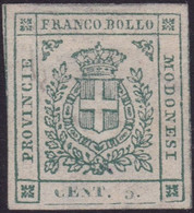 Modena - 020 * 1859 - 5 C. Verde Del Governo Provvisorio N. 12. Cat. € 2400,00. Cert. Caffaz - Modena