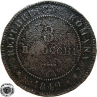 LaZooRo: Italy Vatican Roman Republic 3 Baiocchi 1849 R VG - Revolutionaire Voorlopige  Regering