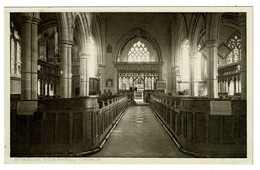 Ref 1455 - Early Postcard - Tideswell Church Interior & Organ - Derbyshire - Music Theme - Derbyshire