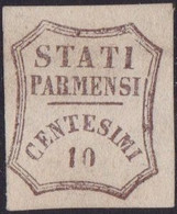 Parma - 041 (*) 1859 - 10 C. Bruno Senza Gomma Del Governo Provvisorio N. 14. Cert. Merone. Cat. € 550,00. SPL - Parma