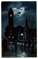 Ref 1457 - Early Raphael Tuck Postcard - Night View - Birmingham Art Gallery - Birmingham