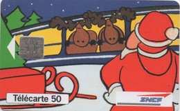SNCF : Père Noël Voit Les Rennes Au Départ Par Train Au Lieu Du Traîneau 1994 - Noel