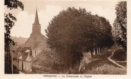 CERISIERS - La Promenade Et L'Eglise, Animée - Cerisiers