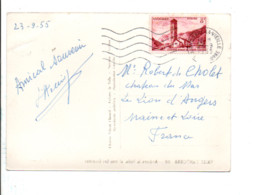 ANDORRE N°143 SEUL SUR CARTE POUR LA FRANCE 1955 - Storia Postale