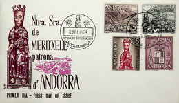 1964 Andorra FDC Tipos Diversos - Virgen De Meritxell Patrona D'Andorra - Lettres & Documents