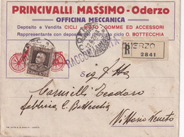 ITALIE 1928 LETTRE RECOMMANDEE ILLUSTREE DE ODERZO AVEC CACHET ARRIVEE VITTORIO VENETO - Marcophilie