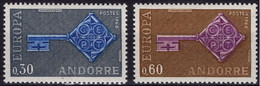 ANDORRE Poste 188 189 ** MNH EUROPA CEPT 1967 Engrenage (CV 35 €) - Sonstige & Ohne Zuordnung