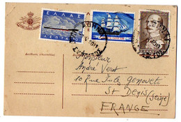 GRECE --1938 -- Carte Postale D'Athènes à Saint Denis (France )....timbres...cachet Verso Krag Vitry/Seine - Storia Postale