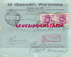 POLOGNE- WARSZAWA- RARE ENVELOPPE M. GLSWEIN -SKRZYNKA POCZT 256- PIERRE POINTU ST SAINT JUNIEN- 1928 VARSOVIE - Lettres & Documents